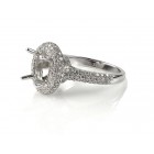 1.06 Cts. 18K White Gold Diamond Halo Engagement Ring Setting